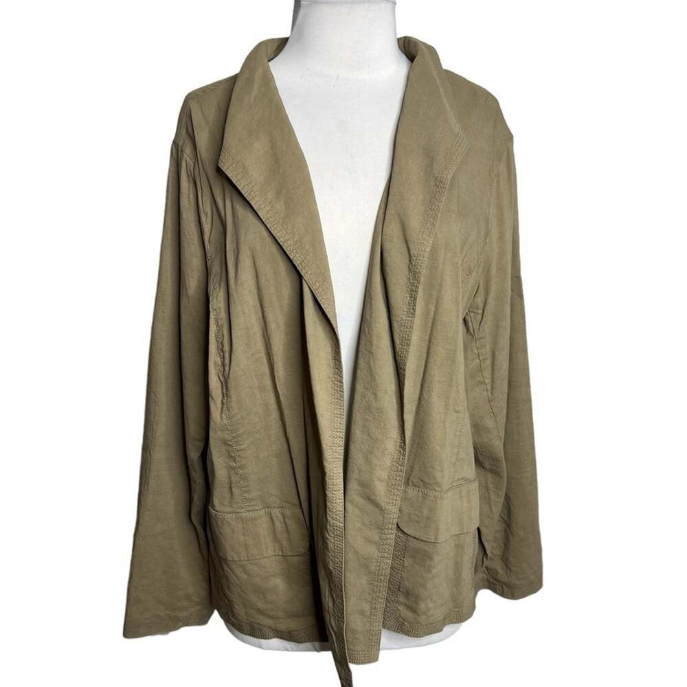 Eileen Fisher linen blend tan open jacket
